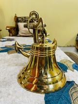 Bell Wall Hanging Ship Bell 10&quot; Brass Anchor Boat Decor - £45.83 GBP
