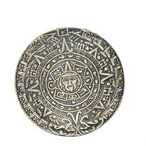 Vintage Signed Sterling 925 JE Hecho en Mexico Mayan Aztec Sun Calendar Brooch - £50.60 GBP