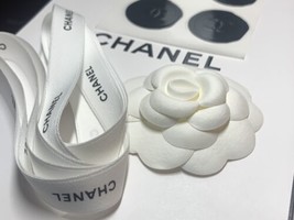 (1) Chanel White Camellia Flower Sticker w/Ribbon &amp; Wax Seal Sticker Aut... - £12.36 GBP