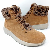 Skechers Womens On The Go Leopard Print Slip-on Goga Mat Glacial Boots -... - $34.95
