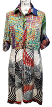 Desigual Shirt Dress Womens US size 12 Multi Geo Print Long Sleeve Collared - $83.65