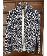 Lilly Pulitzer Coral Reef Leona Zip Up Jacket blue white full zip SMALL ... - $34.62