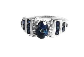 AAA Blue Sapphire Engagement Ring Sapphire Diamond Engagement Ring For H... - $138.59