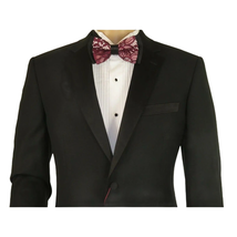 Men Renoir Tuxedo Two Button Notch Formal Satin Lapel Classic Fit 201-1 Black image 7