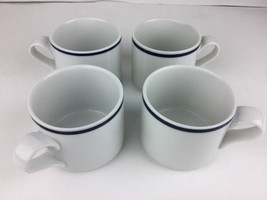 Set Of 4 Dansk Bistro Christianshavn Blue Flat Coffee Mugs Tea Cups - £19.69 GBP