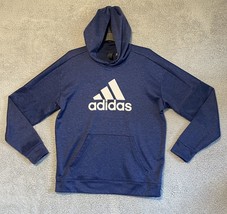 Adidas Climawarm Men’s Logo Athletic Pullover Hoodie Navy Blue Size Large - £11.68 GBP