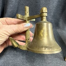 Vintage Brass Bell W/ Anchor Bracket Wall Mount Ringer Signal Maritime - £17.40 GBP