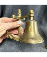 Vintage Brass Bell W/ Anchor Bracket Wall Mount Ringer Signal Maritime - £17.35 GBP