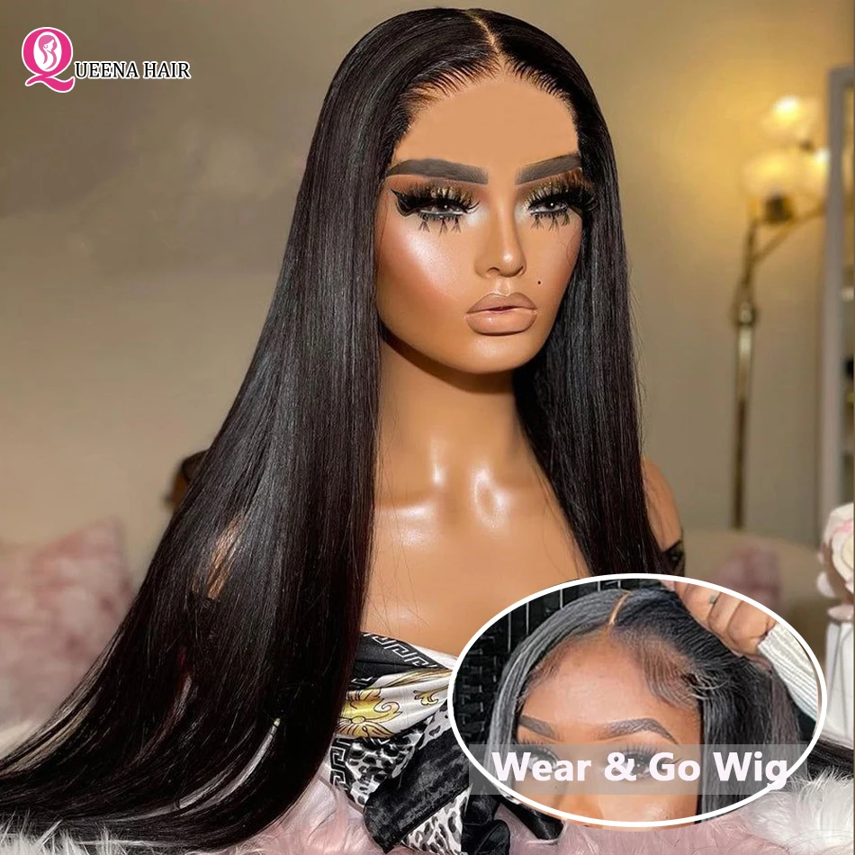 Glueless Wig Human Hair Ready to Wear Straight Preplucked 13x4 Pre Cut 4x4 Lace - £41.73 GBP+