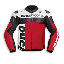 Men&#39;s Handmade Black Ducati Corse Fit Motorcycle Racing Leather Jacket - $199.00
