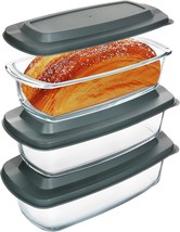 6-Piece Glass Loaf Pan with Lids Set, Meatloaf Pan With Airtight Lids - £37.16 GBP