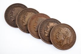 Great Britain Lot of 5 Pennies (1916 - 1921) VF - XF Condition Nice! KM ... - $67.45