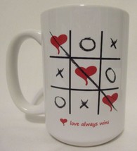 &quot;Love Always Wins&quot; Heart Tic Tac Toe Coffee Tea Cup Mug Orca Coatings Valentine - £6.70 GBP