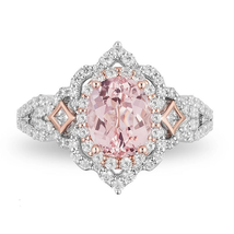 Enchanted Disney Aurora Oval Morganite and Diamond Scallop Frame Engagement Ring - £104.74 GBP