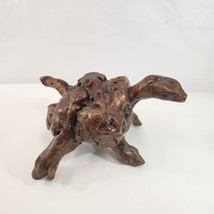 Hand Carved Driftwood Turtle Sculpture 14&quot; Wooden Figurine Nature Art Decor Vtg - £77.19 GBP