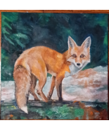 Original Oil Painting 8 x 11 1/2 Fox Art on Canvas - $70.00