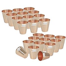 Set of 24 - Prisha India Craft  Small Solid Copper Moscow Mule Shot Glasses, Cap - £93.93 GBP