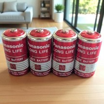 4 VINTAGE C BATTERIES Panasonic  BATTERY 60s 70s Red Metallic Red Top - $219.61 MXN