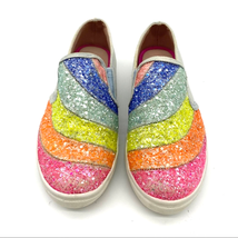 Steve Madden Unisex Youth Size 5 Glitter Rainbow Slip On Sneakers Jwish Pride  - £15.37 GBP