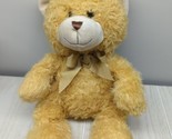 Hugfun plush honey golden brown nose cream sitting teddy bear gold bow p... - $9.89