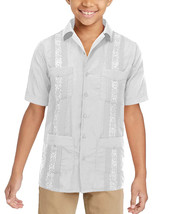 Boy&#39;s Embroidered White Button-Up Guayabera Shirt w/ Defects XL (16-18) - $403.25 MXN