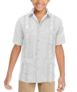 Boy&#39;s Embroidered White Button-Up Guayabera Shirt w/ Defects XL (16-18) - $28.96 CAD