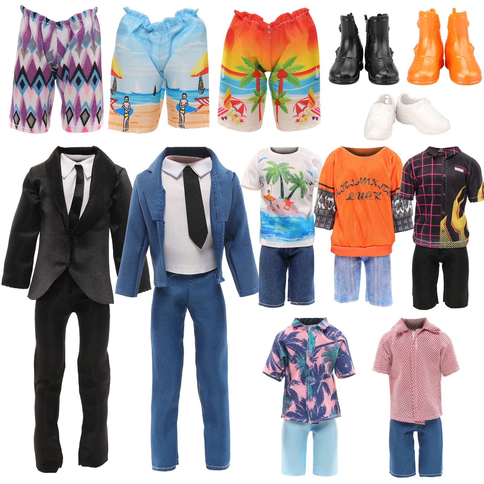 Barwa 10 Pcs Fashion For Ken Doll Clothes and Accessories=2 Sets of Suits 2 Set - £15.08 GBP