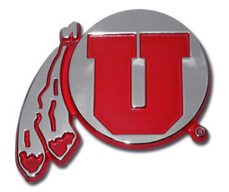 University Of Utah Drum And Feathers Usa Made Car Chrome Emblem - £23.96 GBP