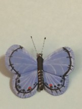 Estate Handmade Blue &amp; Black Painted Wood Wooden Butterfly Pin Brooch –  - £13.34 GBP