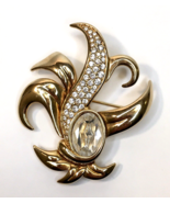 Vintage Swarovski Signed SAL Crystal &amp; Pave Gold Tone Pin Brooch - £39.33 GBP