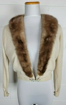 Vintage Laboutique Cream Cashmere Sweater w. Mink Fur Collar Lace Lining - £58.40 GBP
