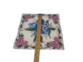 Vintage Floral Handkerchief Hanky Pink And Blue Flowers Green - £6.34 GBP
