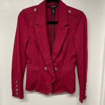 White House Black Market Womens Red Gold Ruffled Blazer Jacket Size 4 Small - £34.91 GBP