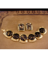 Vintage CORO Pegasus Bracelet - Gold confetti lucite moon clip on earrin... - £91.92 GBP