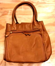 Wilsons Genuine Leather Light Tan Double Strap Textured Medium Handbag Flawless - £50.82 GBP