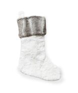Sferra Stivali Christmas Stocking White Faux Fur Silver Cuff Soft German... - $30.40