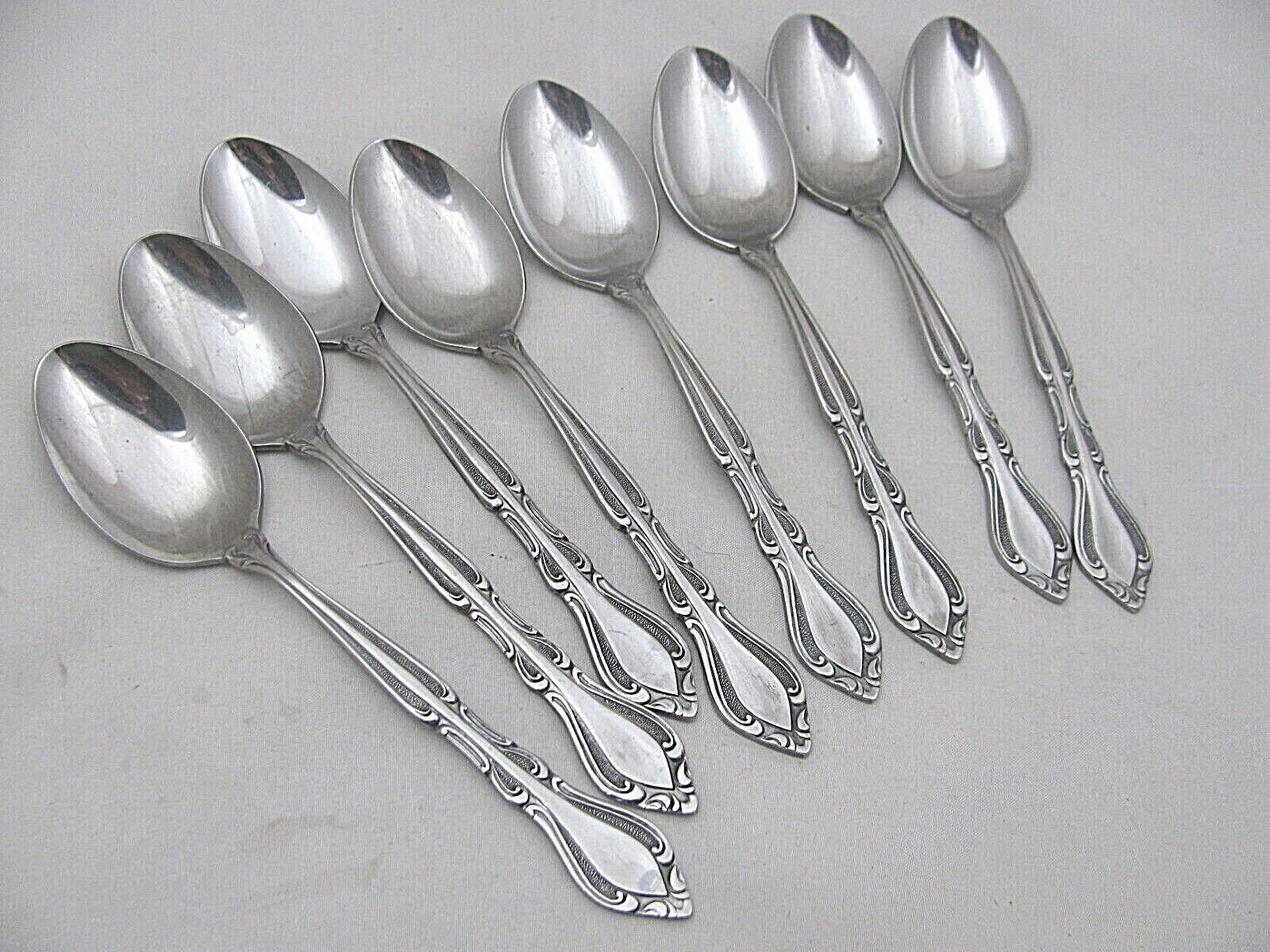 Primary image for ROGERS CO. KOREA STANLEY ROBERTS AUBERGE STAINLESS flatware 8 TEASPOONS