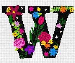 Pepita needlepoint kit: Letter W Primary Floral, 8&quot; x 7&quot; - £37.37 GBP+