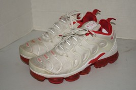 Nike Air Vapormax Plus Mens Size 9.5 White University Red Running Sneakers Shoes - £63.84 GBP