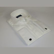 Men Sateen Cotton Blend Shirt Manschett Quesste Turkey Slim Fit 4130-02 Ivory image 3