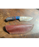8&quot; Damascus Steel Hunting Skinning Knife Wood Handle With Leather Sheath - $39.60