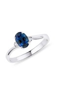 18K White Gold Natural Blue Sapphire Oval Cut Shape Diamond Ring Engagem... - £1,255.61 GBP