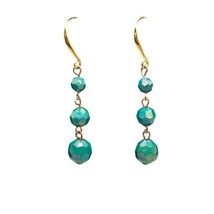 Pierced Green Sparkly Earrings Acrylic Graduated Beads Dangle Faceted - $8.90