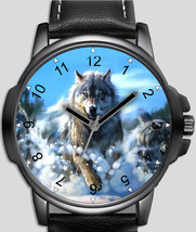 Snowy Fearless Wolf Unique Wrist Watch FAST UK - $54.00