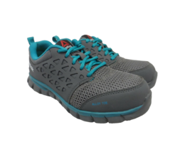 Reebok Work Women&#39;s Sublite Safety Cushion Work Shoes RB045 Grey/Blue Size 6W - £40.10 GBP