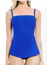 Essentials By Gottex Blue Texture draped Underwire One-Piece Swimsuit, Size:8  - £11.73 GBP