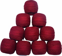 Red Rose Cotton Crochet Thread Mercerized Knitting Embroidery Yarn Ball ... - £17.41 GBP