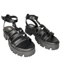 NWT G By Guess Black Size 8.5 Chunky Heel Gladiator Platform Fisherman Sandal - £36.15 GBP