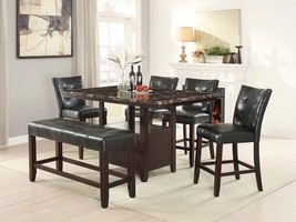 Counter Height 6-Piece Dining Set with Storage and Faux Leather Seats - $1,099.00