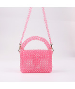Handmade Bead Bag Acrylic Beaded Ladies Handbag Woven Evening Bag Gift - £44.23 GBP